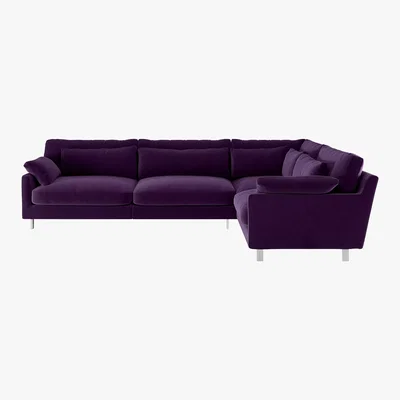 Habitat Cuscino Purple Velvet Left-Arm Corner Sofa, Purple