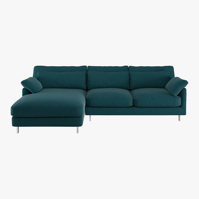 Habitat Cuscino Teal Green Wool Tweed Left-Arm Chaise Sofa, Green