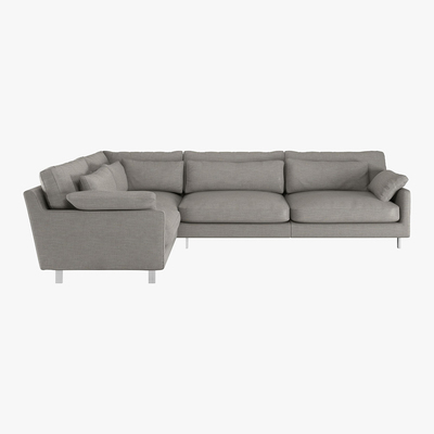 Habitat Cuscino Light Grey Textured FaBric Right-Arm Corner Sofa, Grey