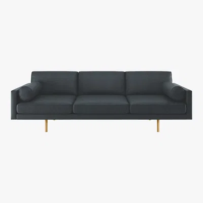 Habitat Spencer Dark Grey Luxury Leather 4 Seater Sofa, Oak Legs, Grey