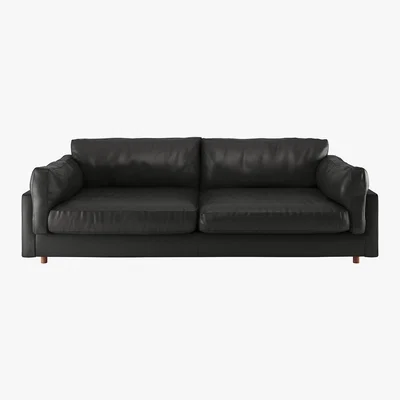Habitat Elkin Black Leather 4 Seat Sofa, Black