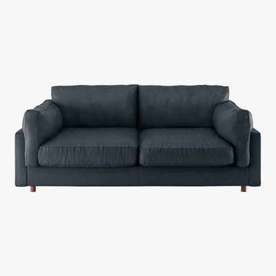 Habitat Elkin Dark Grey Leather 3 Seat Sofa, Grey