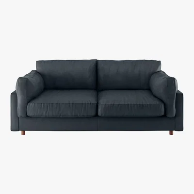 Habitat Elkin Dark Grey Leather 3 Seat Sofa, Grey