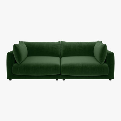 Habitat Clemence Green Velvet 4 Seat Sofa, Moss Green