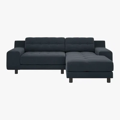Habitat Hendricks 3 Seater Charcoal Grey Velvet Right Hand Chaise Sofa, Charcoal