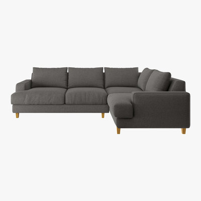 Habitat Wiltons Charcoal Grey Woven FaBric Left Hand Corner Sofa, Charcoal