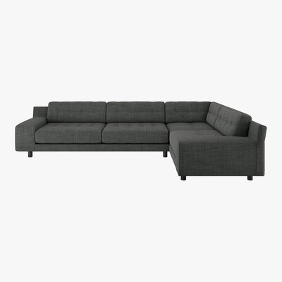Habitat Hendricks Charcoal Grey Italian Woven FaBric Left-Arm Corner Sofa, Charcoal