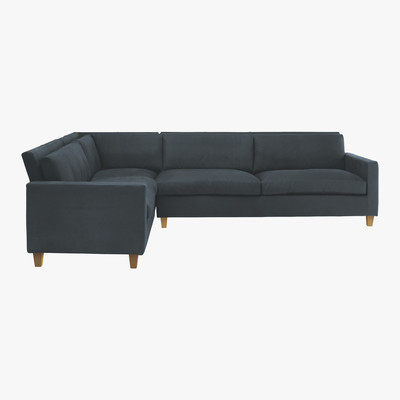 Habitat Chester Dark Grey Luxury Leather Right-Arm Corner Sofa, Grey
