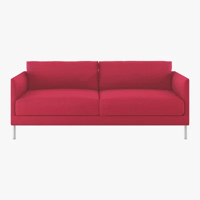 Habitat Hyde Red Textured Woven FaBric 2 Seater Sofa, Metal Leg, Red