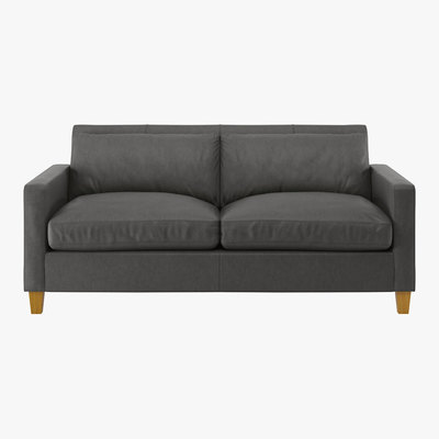 Habitat Chester Grey Leather 2 Seater Sofa, Grey