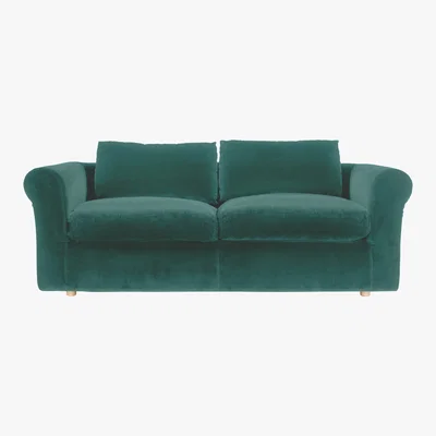 Habitat Louis Emerald Green Velvet 4 Seater Sofa, Green