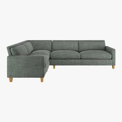 Habitat Chester Grey Italian Woven Right-Arm Corner Sofa, Oak Feet, Grey
