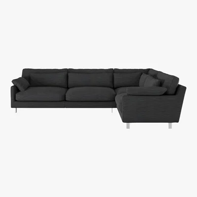 Habitat Cuscino Charcoal Grey Textured FaBric Left-Arm Corner Sofa, Charcoal
