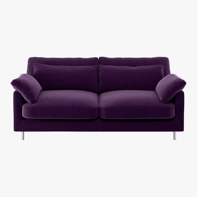 Habitat Cuscino Purple Velvet 2 Seater Sofa, Purple