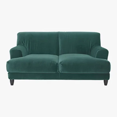 Habitat Askem Emerald Green Velvet 2 Seater Sofa, Green