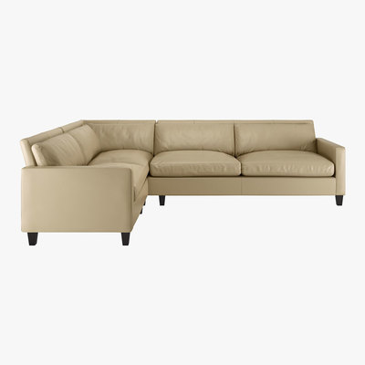 Habitat Chester Stone Leather Right-Arm Corner Sofa, Dark Feet, Stone