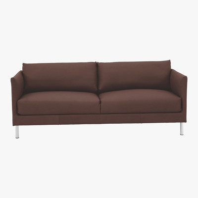 Habitat Hyde Brown Premium Leather 3 Seater Sofa, Metal Leg, Brown