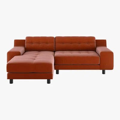 Habitat Hendricks Orange Velvet FaBric Small Left-Hand Chaise Sofa, Orange