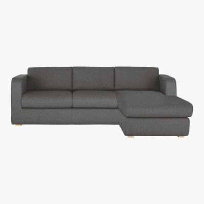 Habitat Porto Charcoal Grey FaBric Reversible Chaise Sofa, Charcoal