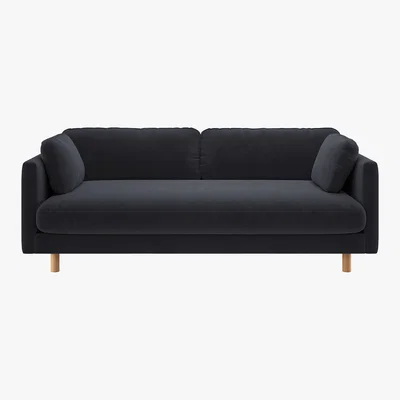 Habitat Mori Charcoal Grey Velvet 3 Seater Sofa, Charcoal