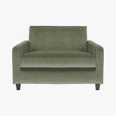 Habitat Chester Sage Green Velvet Compact Sofa, Dark Stained Feet, Green Green