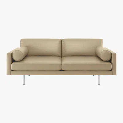 Habitat Spencer Stone Leather 3 Seater Sofa, Metal Legs, Stone