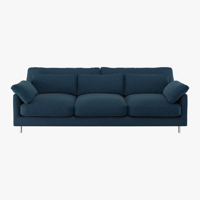 Habitat Cuscino Navy Blue Tweed Wool Mix 3 Seater Sofa, Navy