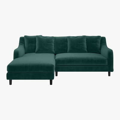Habitat Swift Green Velvet Left Hand Chaise Sofa, Green
