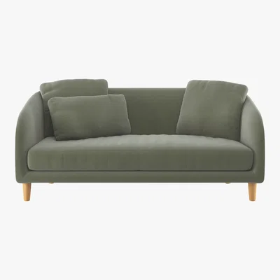 Habitat Colby Sage Green Velvet 2 Seater Sofa, Green Green