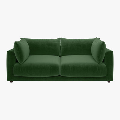 Habitat Clemence Green Velvet 3 Seat Sofa, Moss Green