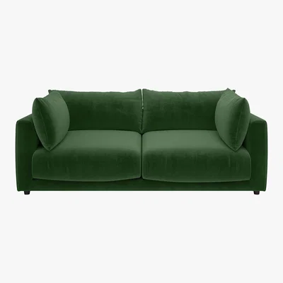 Habitat Clemence Green Velvet 3 Seat Sofa, Moss Green