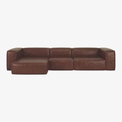 Habitat Opollo Tan Leather Large Left Arm Chaise Sofa Group, Tan