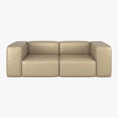 Habitat Opollo Stone Leather 3 Seater Sofa, Stone