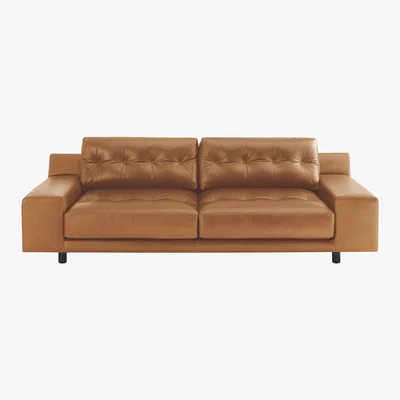 Habitat Hendricks Mid Tan Leather 4 Seater Sofa, Mid Tan