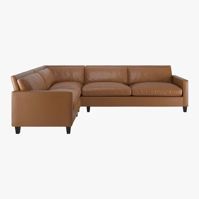 Habitat Chester Light Brown Leather Right-Arm Corner Sofa, Dark Feet, Light Brown