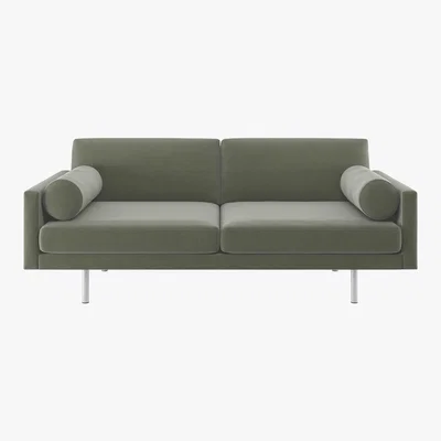 Habitat Spencer Sage Green Velvet 3 Seater Sofa, Metal Legs, Green Green