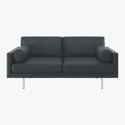 Habitat Spencer Dark Grey  Luxury Leather 2 Seater Sofa, Metal Legs, Grey