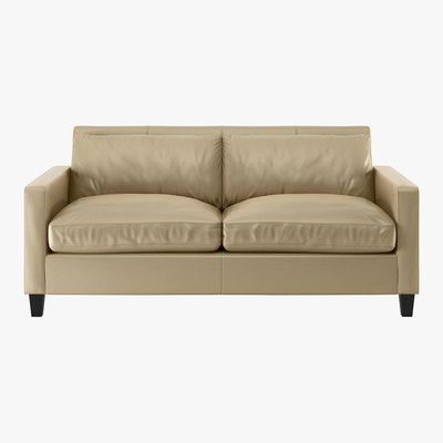 Habitat Chester Stone Leather 2 Seater Sofa, Dark Feet, Stone