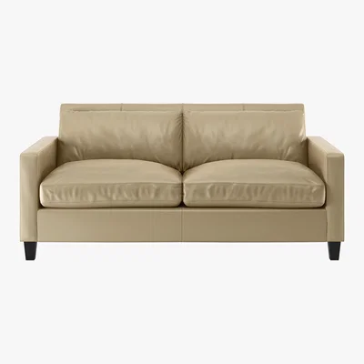 Habitat Chester Stone Leather 2 Seater Sofa, Dark Feet, Stone