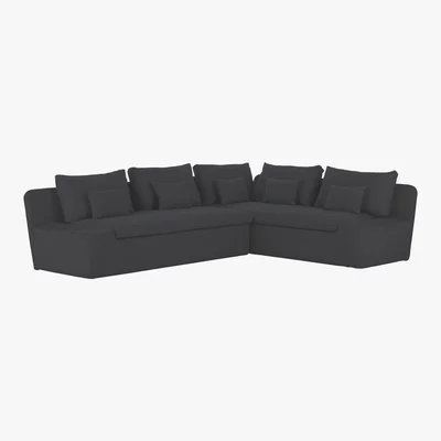Habitat Kasha Charcoal Grey Textured FaBric Left-Arm Corner Sofa, Charcoal