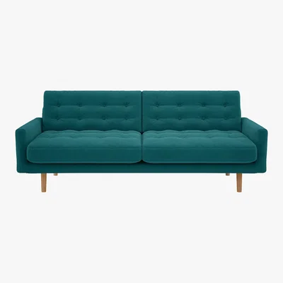 Habitat Fenner Teal Velvet 3 Seater Sofa, Teal