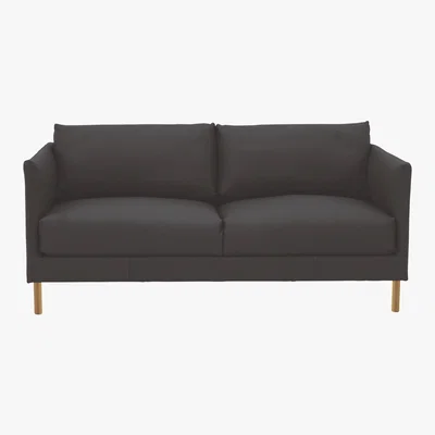 Habitat Hyde Black Premium Leather 2 Seater Sofa, Wooden Leg, Black