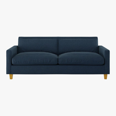 Habitat Chester Navy Blue Herringbone Wool Mix 3 Seater Sofa, Navy