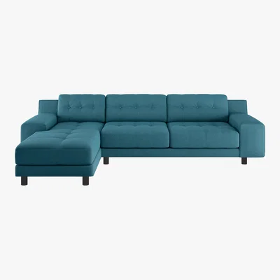 Habitat Hendricks 4 Seater Teal FaBric Left Hand Chaise Sofa, Teal