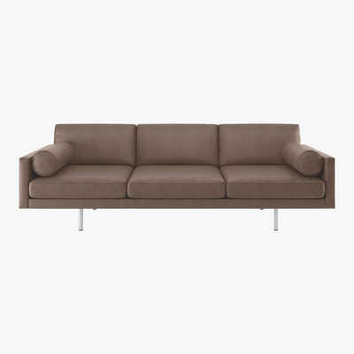 Habitat Spencer Light Brown Luxury Leather 4 Seater Sofa, Metal Legs, Light Brown