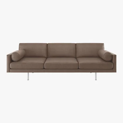 Habitat Spencer Light Brown Luxury Leather 4 Seater Sofa, Metal Legs, Light Brown