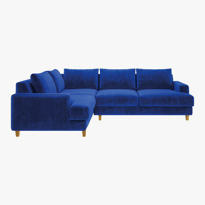 Habitat Wiltons Cobalt Blue Velvet Right Hand Corner Sofa, Blue