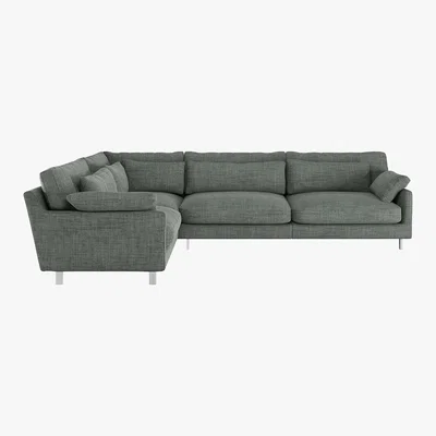 Habitat Cuscino Grey Italian Woven Right-Arm Corner Sofa, Grey