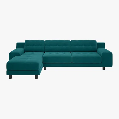 Habitat Hendricks 4 Seater Teal Velvet Left Hand Chaise Sofa, Teal