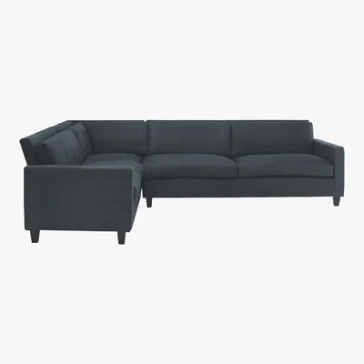Habitat Chester Dark Grey Luxury Leather Right-Arm Corner Sofa, Grey